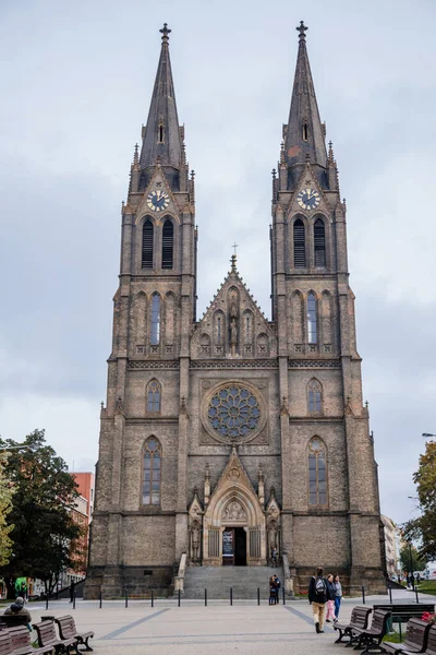 Katolický Kostel Gotická Katedrála Ludmily Náměstí Míru Náměstí Míru Vinohradská — Stock fotografie
