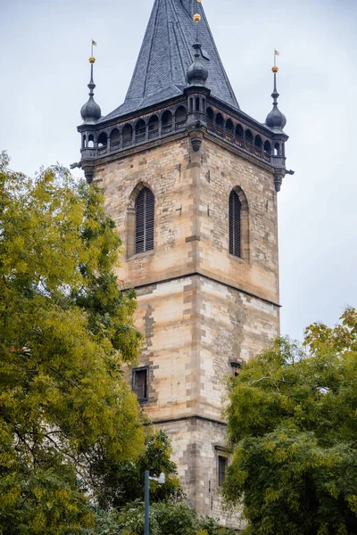 Gotischer Turm Des Mittelalterlichen Neuen Rathauses Novomestska Radnice Auf Dem — Stockfoto