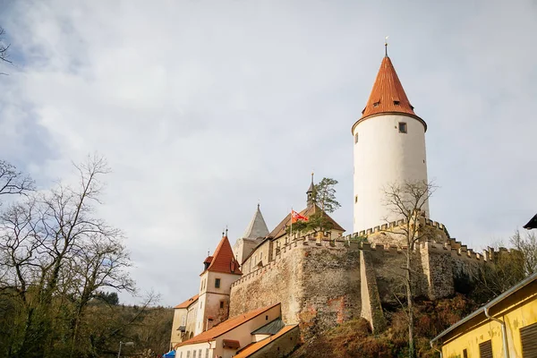 Fortified Medieval Royal Gothic Castle Krivoklat National Cultural Landmark Winter — Stock Photo, Image