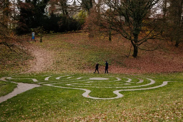 Camino Piedra Alrededor Del Laberinto Oración Aire Libre Forma Circular — Foto de Stock