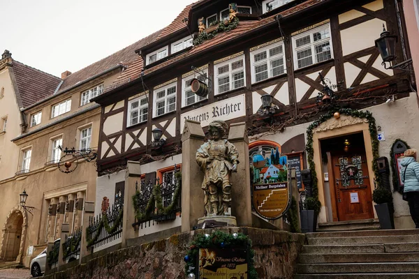 Halvtimrat Hus Historisk Restaurang Vand Richter Nära Kyrkan Our Lady — Stockfoto