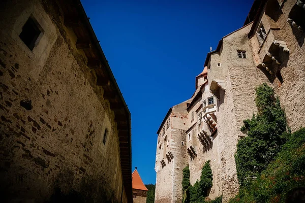 Gotico Imponente Castello Storico Pernstejn Nella Soleggiata Giornata Estiva Roccaforte — Foto Stock