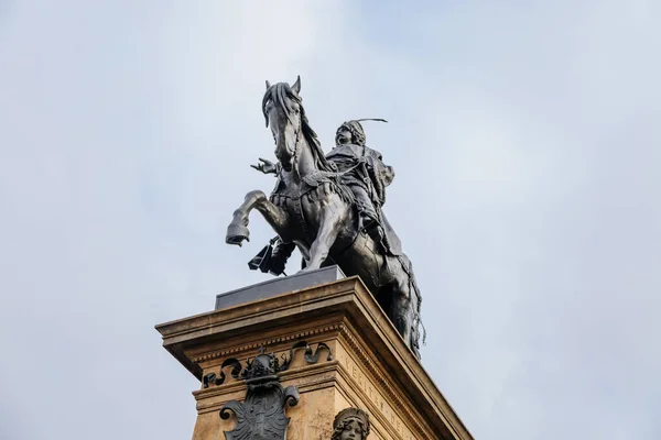 Plaza Principal Del Rey Jorge Podebrady Con Estatua Ecuestre Jiri — Foto de Stock