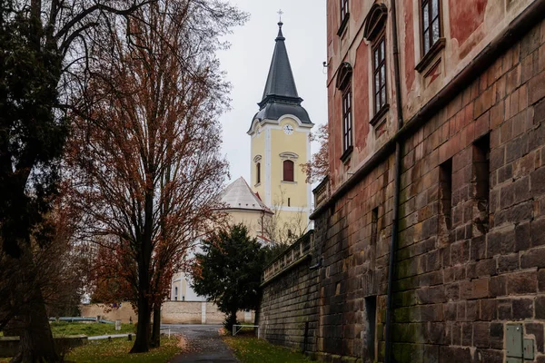 Barokke Kerk Van Allerheiligen Winterdag Kapel Bij Kasteel Libochovice Litomerice — Stockfoto