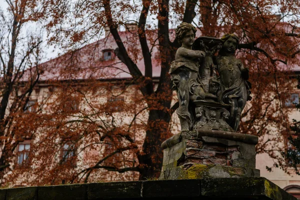 Barokk Szobrok Szobrok Galériája Libochovice Kastély Közelében Francia Stílusú Park — Stock Fotó