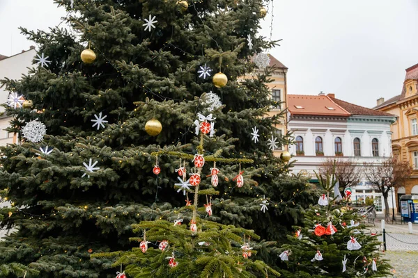 Arbre Noël Sur Place Karlovo Namesti Roudnice Nad Labem Bohême — Photo