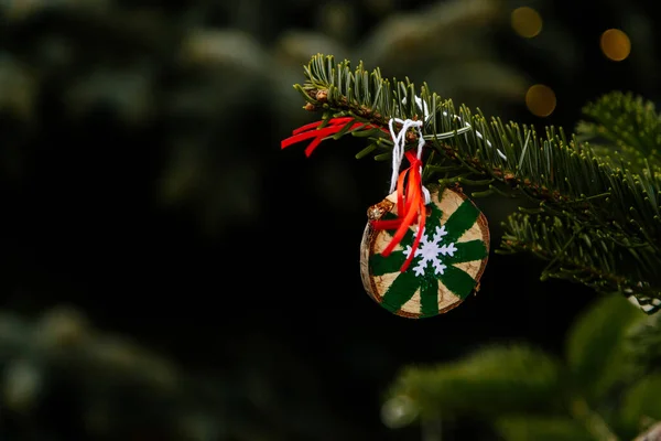 Brinquedos Artesanais Para Decoração Árvores Natal Asterisco Ramos Verdes Livre — Fotografia de Stock