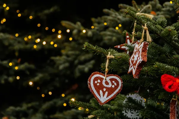 Brinquedos Artesanais Para Decoração Árvores Natal Asterisco Ramos Verdes Livre — Fotografia de Stock