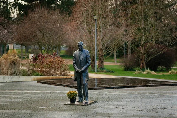 Statue First Czechoslovak President Tomas Garrigue Masaryk Park Historical Spa — Stock Photo, Image