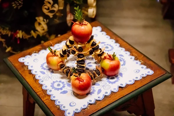 Bayerisches Paradeisl Decoração Natal Maçãs Frutas Interior Casa Aldeia Regional — Fotografia de Stock
