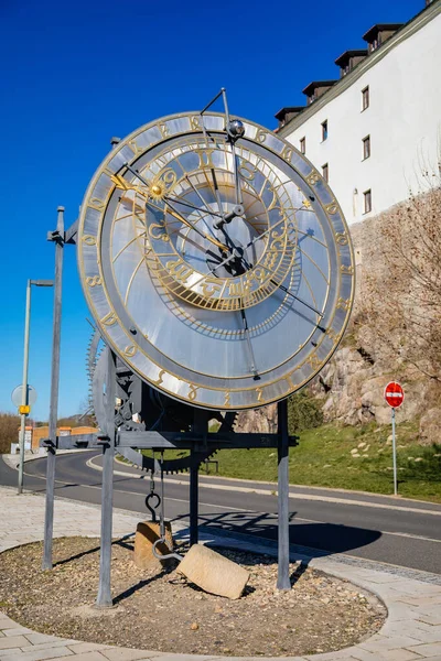 Orologio Astronomico Kadan Vicino Castello Medievale Omaggio Mikulas Dall Orologiaio — Foto Stock