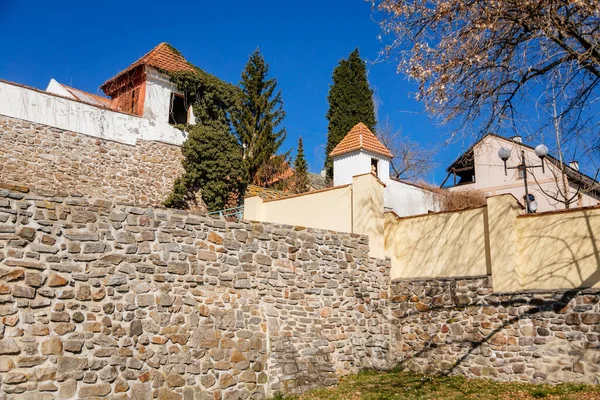 Μεσαιωνική Γοτθική Πόλη Οχύρωση Τείχος Φρούριο Την Ηλιόλουστη Μέρα Στην — Φωτογραφία Αρχείου
