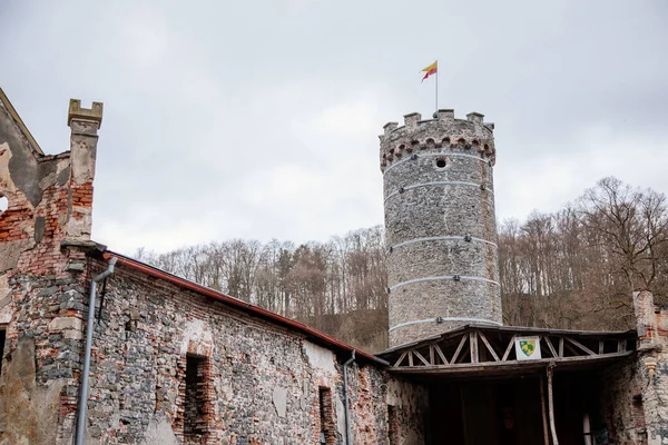 Ruínas Horni Hrad Castelo Medieval Hauenstejn Fragmentos Góticos Renascentistas Neo — Fotografia de Stock