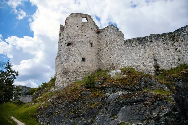 Stengotiska Ruiner Gamla Medeltida Slottet Rabi Nationalparken Sumava Antik Fästning — Stockfoto