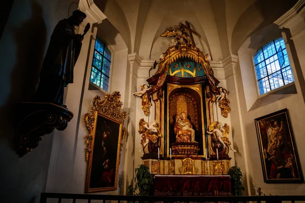 Interior Decorativo Igreja Henry Kunhuty Capela Virgem Maria Altar Barroco — Fotografia de Stock