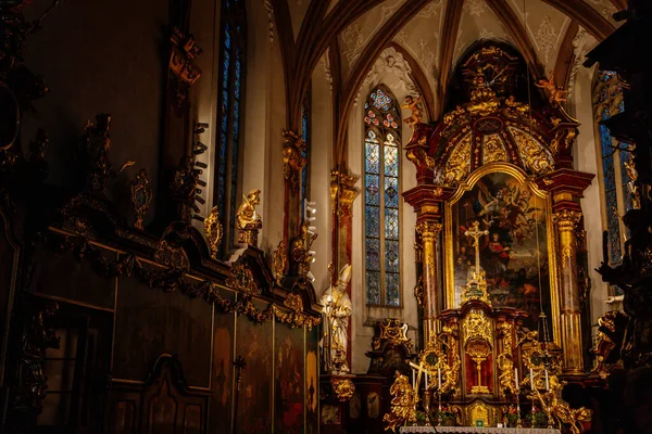 Decorative Interior Church Henry Kunhuty Gilded Ornamented Baroque Main Altar — Stock Photo, Image