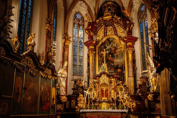 Decorative Interior Church Henry Kunhuty Gilded Ornamented Baroque Main Altar — Stock Photo, Image