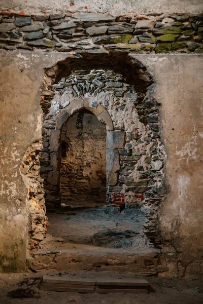 Interior Palácio Real Castelo Gótico Medieval Bezdez Ruína Pedra Cinzenta — Fotografia de Stock