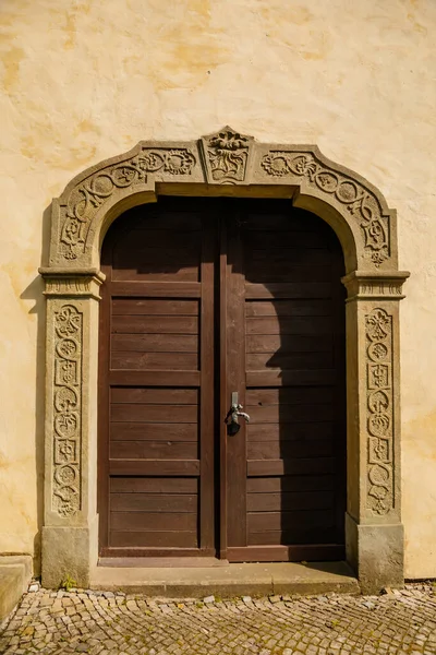 Iglesia Renacentista Natividad Virgen María Centro Histórico Ciudad Medieval Portal —  Fotos de Stock