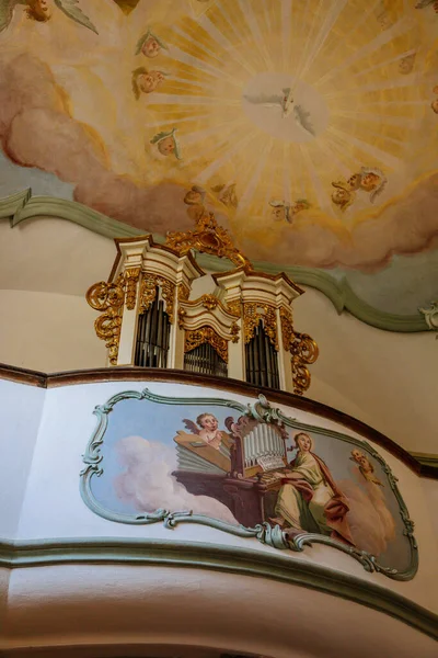 Cappella Della Visitazione Della Vergine Maria Interno Decorato Con Dipinti — Foto Stock