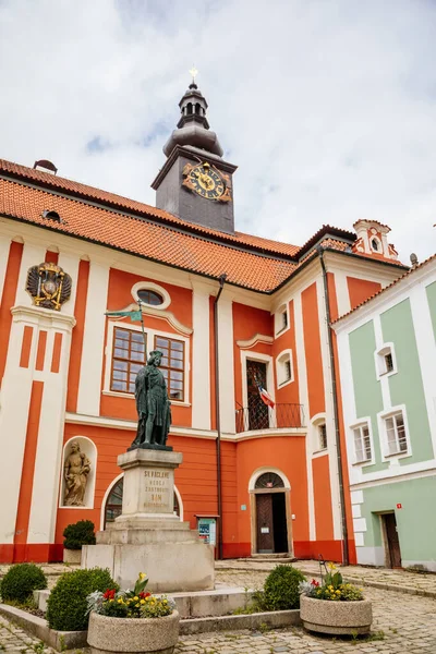 Pelhrimov República Checa Julho 2021 Castelo Renascentista Com Fachada Vermelha — Fotografia de Stock