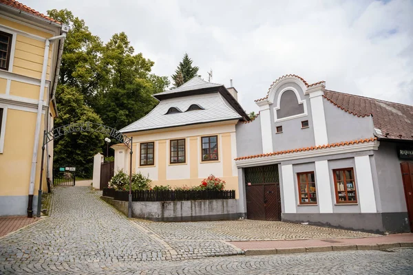 Pelhrimov Tsjechië Juli 2021 Smalle Pittoreske Straat Met Kleurrijke Middeleeuwse — Stockfoto