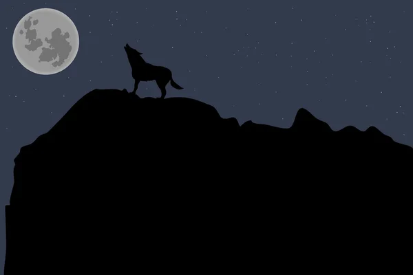 Noche de luna lobo — Archivo Imágenes Vectoriales