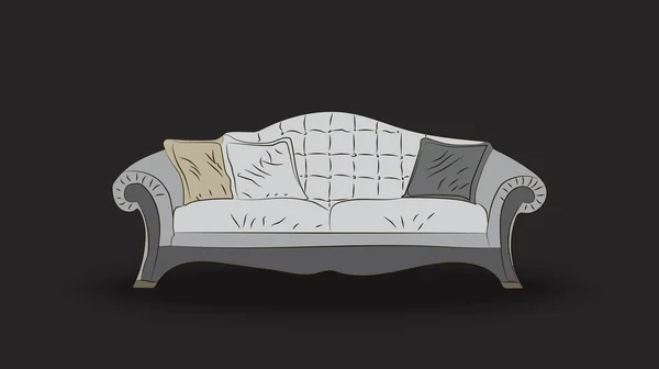 木製ベースの美しい革のソファ — ストックベクタ