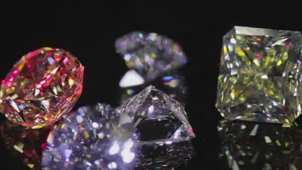 Diamonds on black — Stock Video