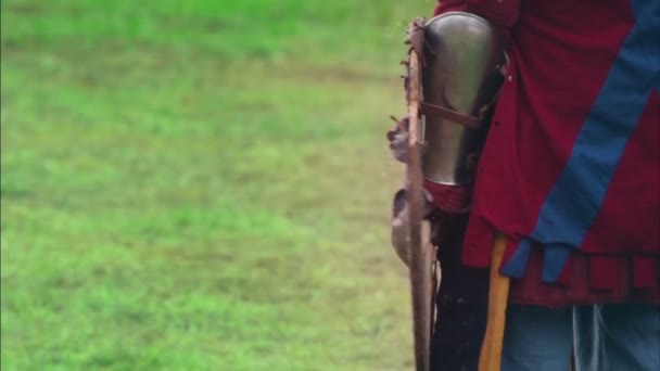 A battle. The fight of the Vikings. Medieval warriors. — Stock Video