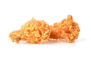 İki Chicken Drumette, iki Fry Breaded Drumstick, Beyaz Arkaplanda Kızarmış Tavuk Davulları