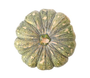 Yeşil Balkabağı beyaz arka planda izole edilmiş. kamera üst görünümünden görüntü