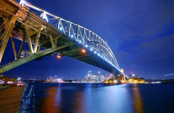 Sydney Skyline and Harbor Bridge at night Royalty Free Stock Photos