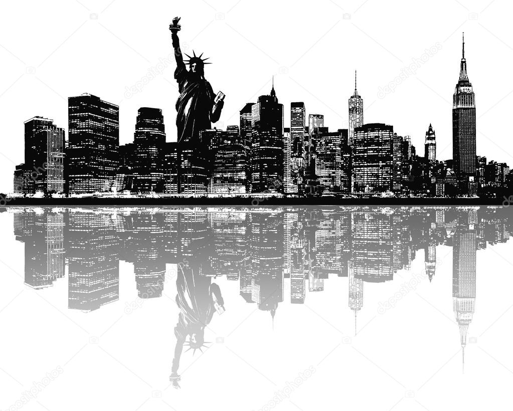 Silhouette of New York skyline.