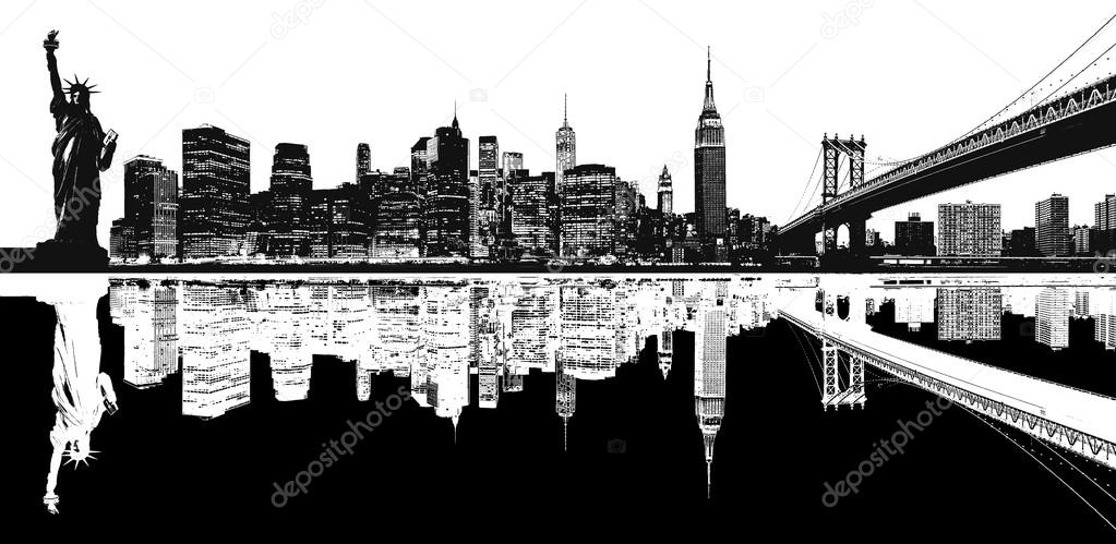 Silhouette of New York skyline.