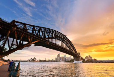 View of Sydney Harbor at dusk clipart