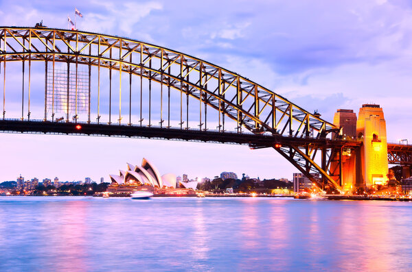 View of Sydney Harbor at twilight