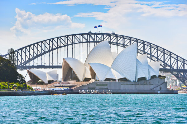 Sydney Harbor Bridge and Opera House in a sunny day