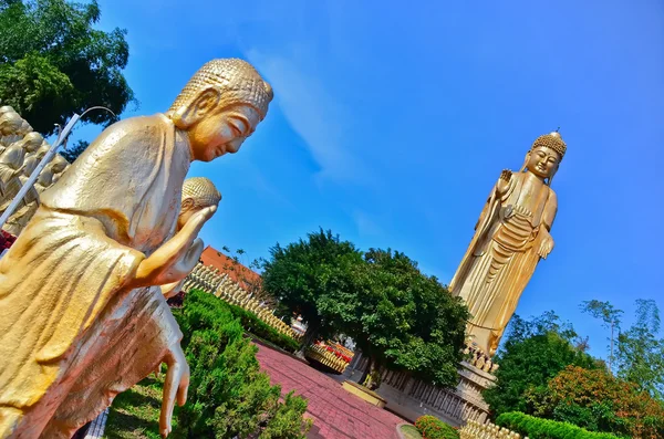 Estátuas de Buda de Ouro em um templo em Kaohsiung, Taiwan Fotografia De Stock