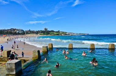 Swimmers  at Coogee Beach, Sydney, Australia clipart