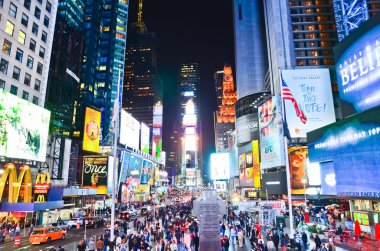 Times Square at night in New York City clipart