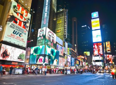 Times Square at night in New York City clipart