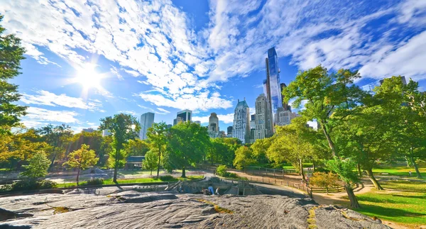 Kilátás a Central Park egy napos nap New York City. — Stock Fotó