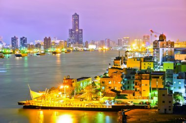 Kaohsiung, Tayvan Kaohsiung liman gece.