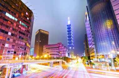 Gece sahne Taipei, Tayvan.