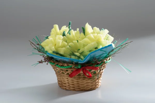 basket with flowers made of colored foam