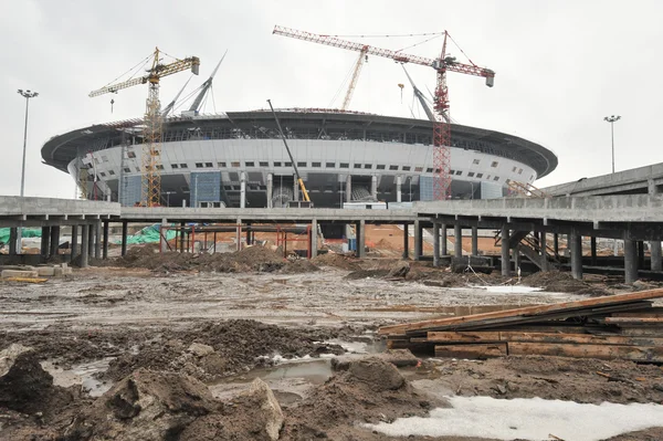 Construção de um estádio para a Copa do Mundo 2018 — Fotografia de Stock