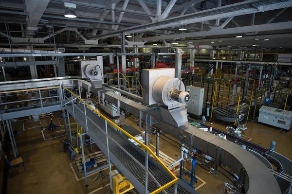 Top view to  the production lines forof beer.  Beer production p