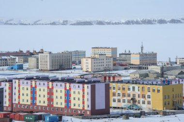 Çukotka Pevek - Rusya'nın en Kuzey şehir. Toplu konut