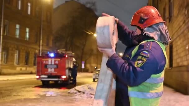 Saint Petersburg Russia January 2021 Exercise Fire Department Ministry Emergency — 图库视频影像